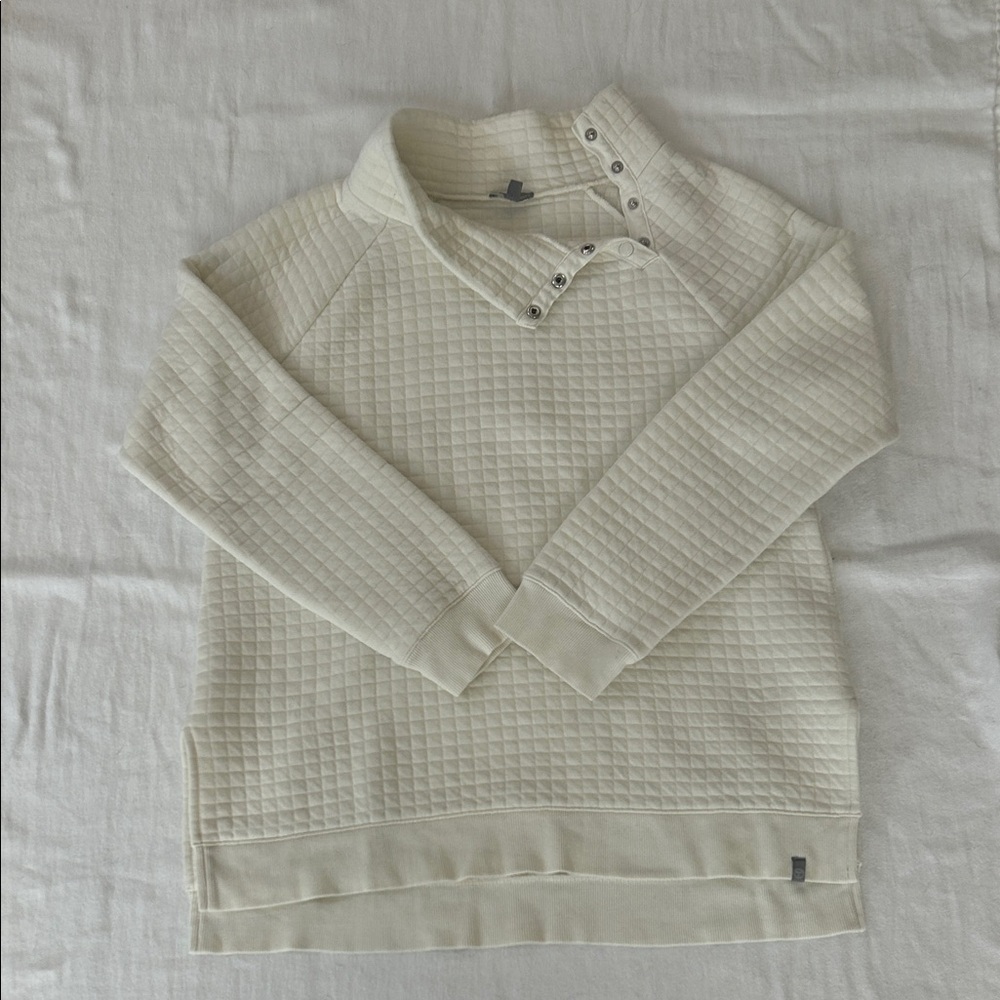 T by Talbots Ivory Quilted Textured Pullover Cotton Sweatshirt Size M
